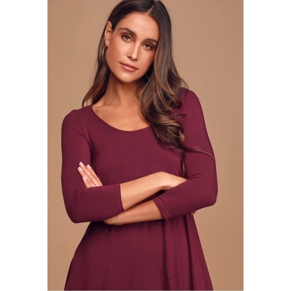 LULUS Twirl Power Wine Red Swing Dress Size S - Picture 4 of 8